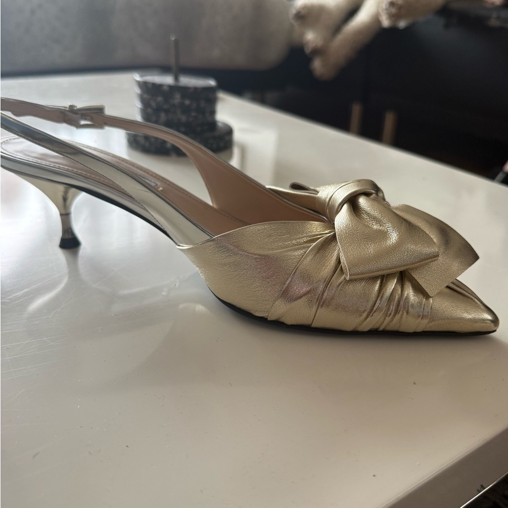 Prada Metallic Gold Slingback Heels